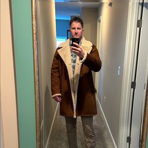 Men's Guess Faux Shearling Brown Coat